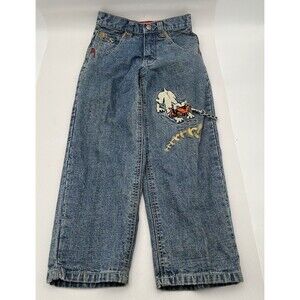 Vtg Paco Jeans Size 5 Boys Baggy Y2K Dog Leash Embroidered Skate 2000s Used